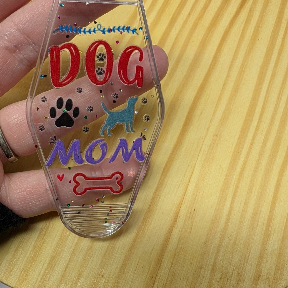 Dog mom clear sparkle key chain - Picture 2 of 2
